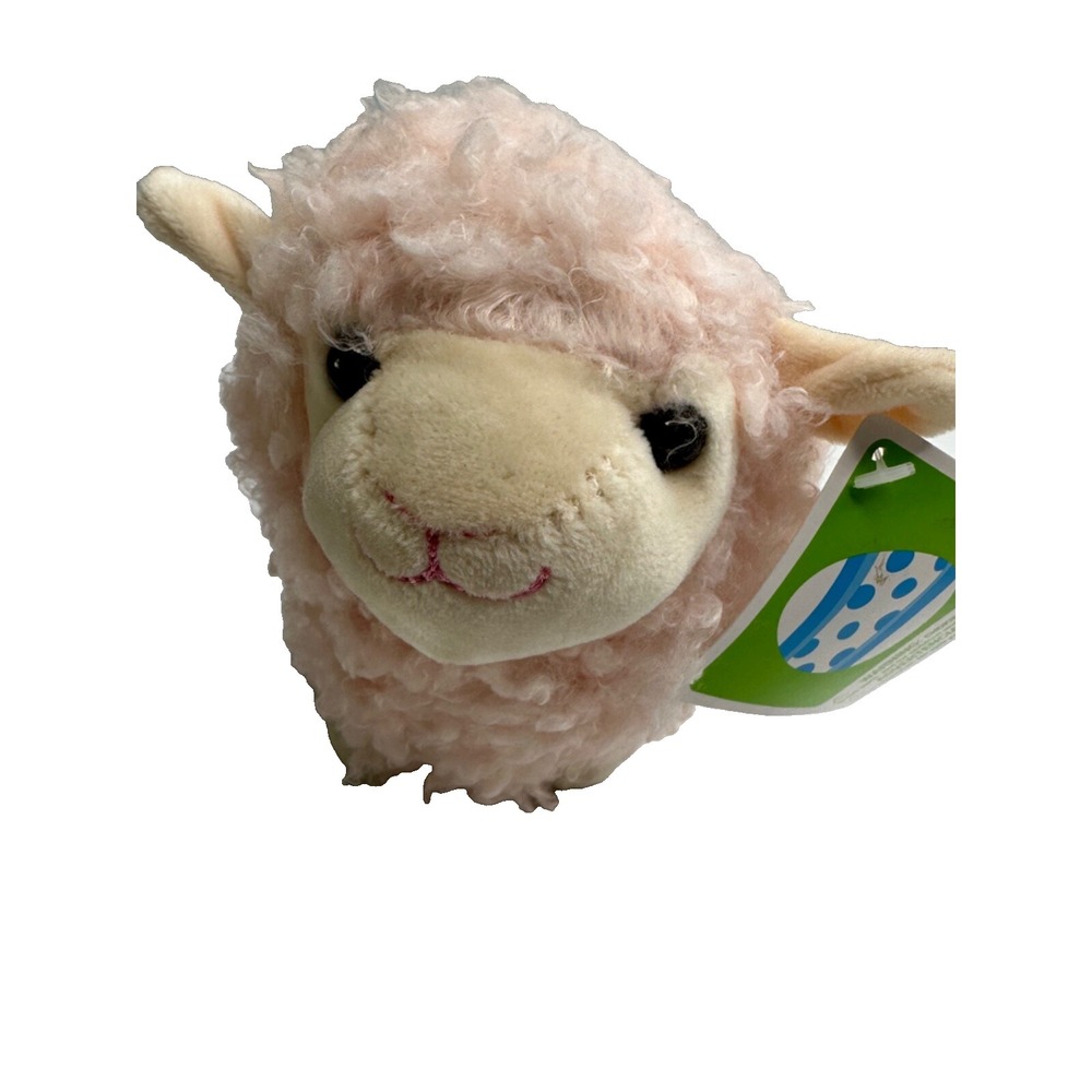New Hugfun Pink Sheep Plush Curly  Fur 7" Stuffed Animal Lamb